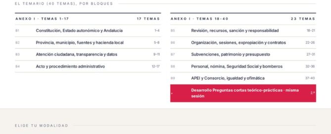 Curso online oposiciones Administrativo/a Agencia Provincial de Extinción de Incendios de Granada 2026