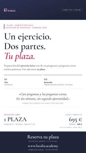 Curso online oposiciones Administrativo/a Agencia Provincial de Extinción de Incendios de Granada 2026