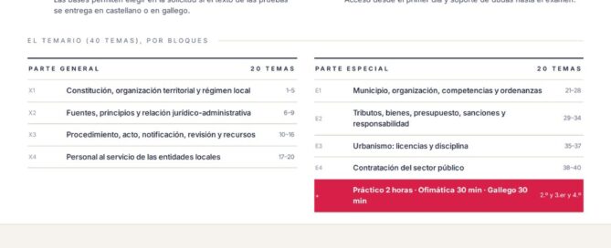 Curso online oposiciones Administrativo/a Ayuntamiento de Guitiriz 2026