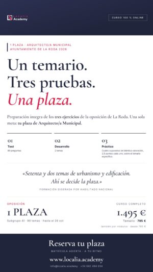 Curso online oposiciones Arquitecto/a Municipal Ayuntamiento de La Roda 2026