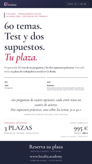 Curso online oposiciones Trabajador/a Social Ayuntamiento de La Roda 2026