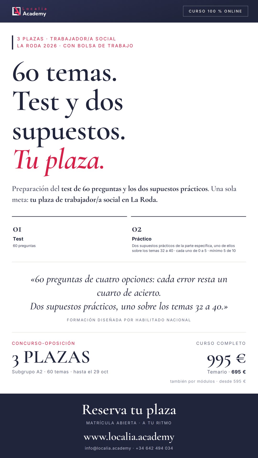 Curso online oposiciones Trabajador/a Social Ayuntamiento de La Roda 2026