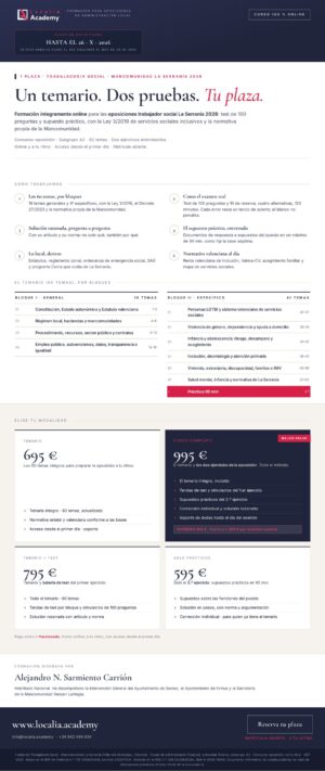 Curso online oposiciones Trabajador/a Social Mancomunidad La Serranía 2026