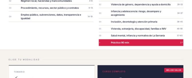Curso online oposiciones Trabajador/a Social Mancomunidad La Serranía 2026
