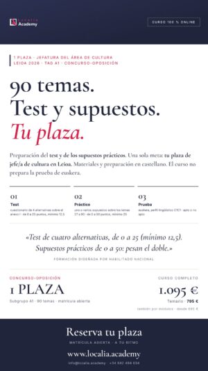 Curso online oposiciones Jefe/a del Área de Cultura Ayuntamiento de Leioa 2026