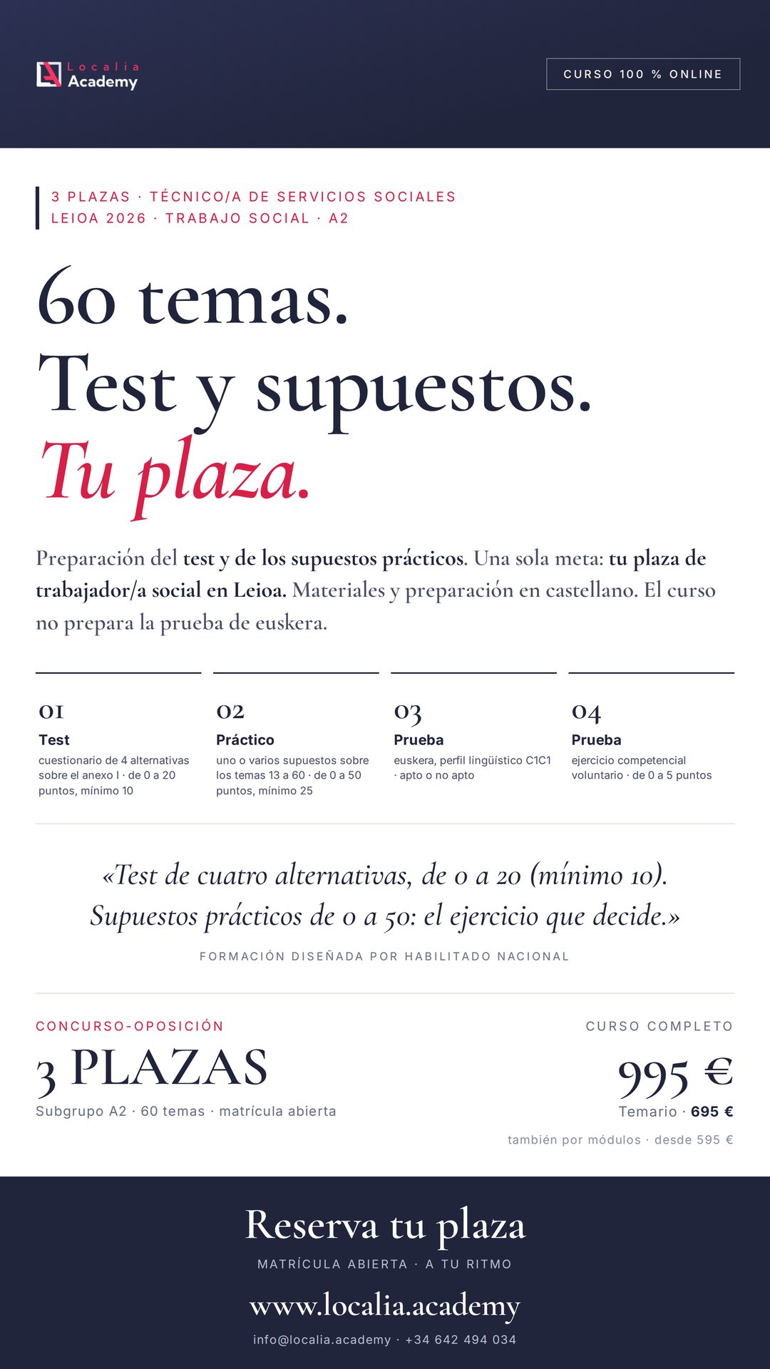 Curso online oposiciones Técnico/a de Servicios Sociales (Trabajo Social) Ayuntamiento de Leioa 2026