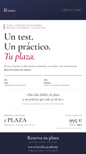 Curso online oposiciones Técnico/a de Actividades Festivas y Culturales Ayuntamiento de l'Eliana 2026