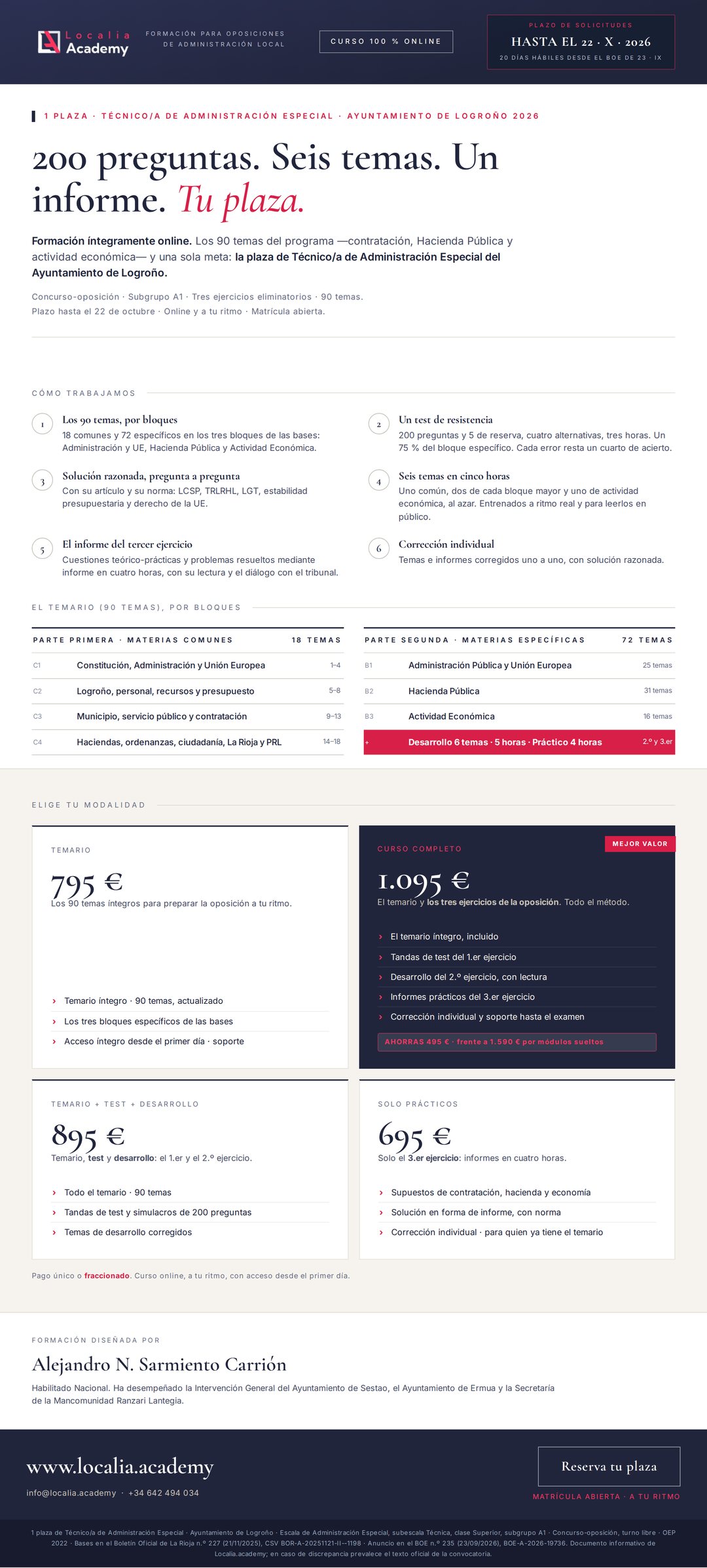Curso online oposiciones Técnico/a de Administración Especial Ayuntamiento de Logroño 2026
