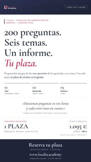 Curso online oposiciones Técnico/a de Administración Especial Ayuntamiento de Logroño 2026