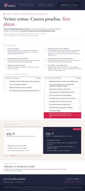 Curso online oposiciones Auxiliar Diputación Provincial de Lugo 2026