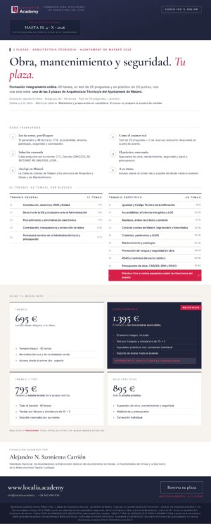 Curso online oposiciones arquitecto técnico Mataró 2026