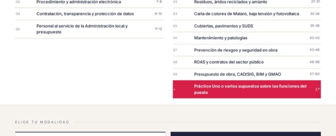 Curso online oposiciones arquitecto técnico Mataró 2026