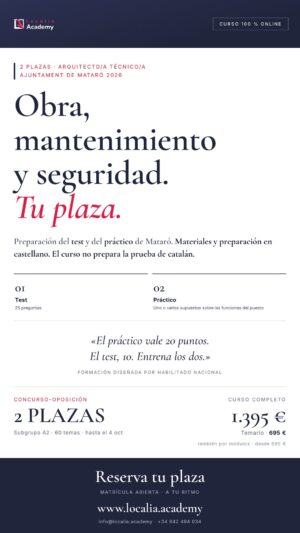Curso online oposiciones arquitecto técnico Mataró 2026
