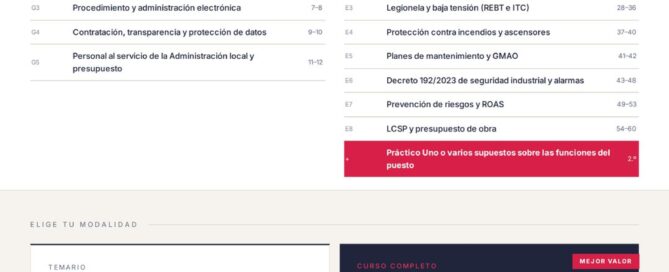 Curso online oposiciones ingeniero técnico mantenimiento Mataró 2026
