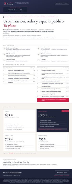 Curso online oposiciones ingeniero técnico obras Mataró 2026