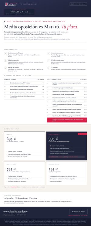 Curso online oposiciones técnico cultura Mataró 2026
