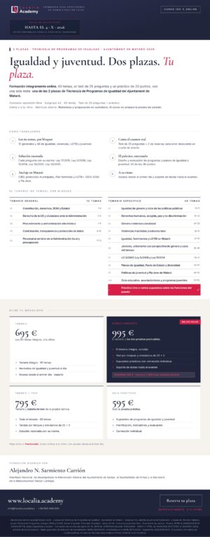 Curso online oposiciones técnico igualdad Mataró 2026