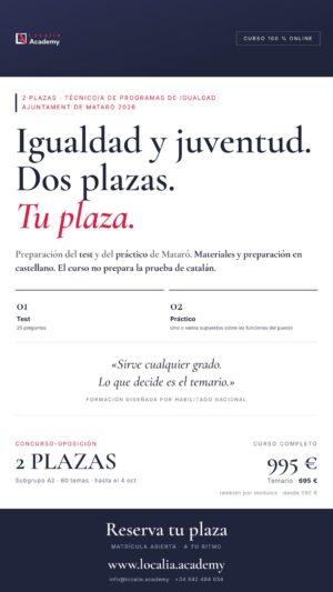 Curso online oposiciones técnico igualdad Mataró 2026