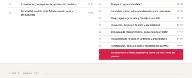 Curso online oposiciones técnico jardinería Mataró 2026