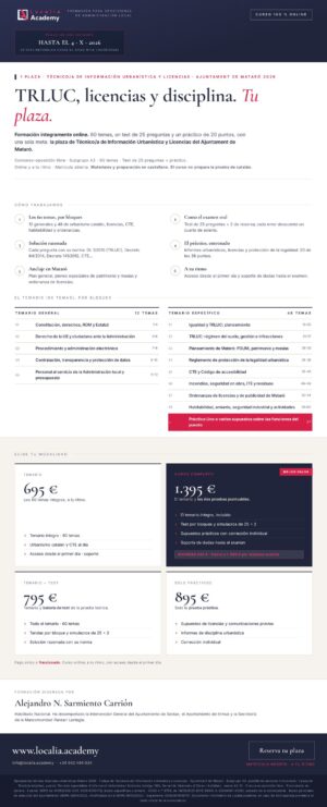 Curso online oposiciones técnico licencias urbanísticas Mataró 2026