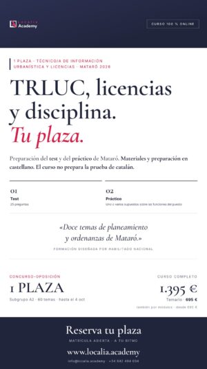 Curso online oposiciones técnico licencias urbanísticas Mataró 2026