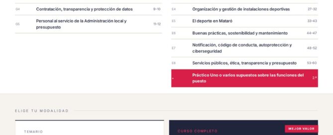 Curso online oposiciones técnico deportes Mataró 2026