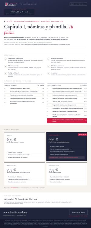 Curso online oposiciones técnico recursos humanos Mataró 2026