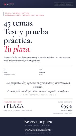 Curso online oposiciones Administrativo/a Ayuntamiento de Miguelturra 2026