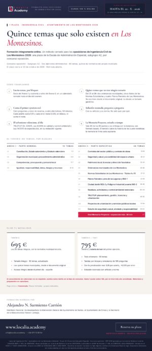 Curso online oposiciones Ingeniero/a Civil Ayuntamiento de Los Montesinos 2026