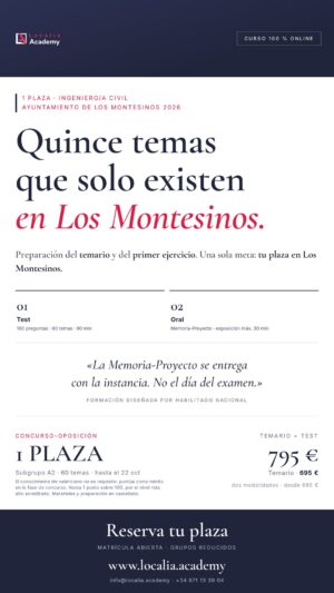 Curso online oposiciones Ingeniero/a Civil Ayuntamiento de Los Montesinos 2026