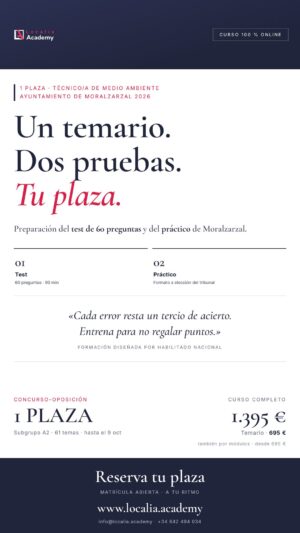 Curso online oposiciones Técnico/a Medio en Medio Ambiente Ayuntamiento de Moralzarzal 2026