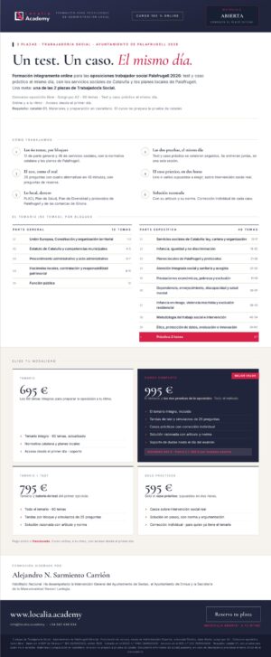 oposiciones trabajador social palafrugell 2026 · cartel del curso Localia