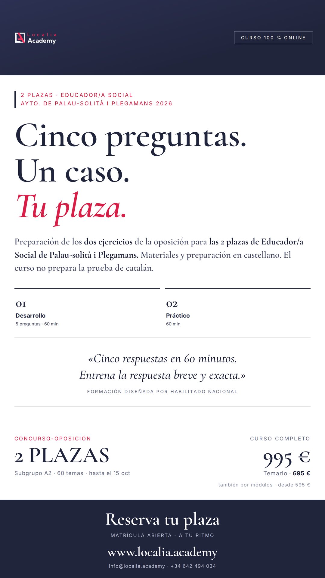 oposiciones educador social palau-solità i plegamans 2026 · cartel story Localia