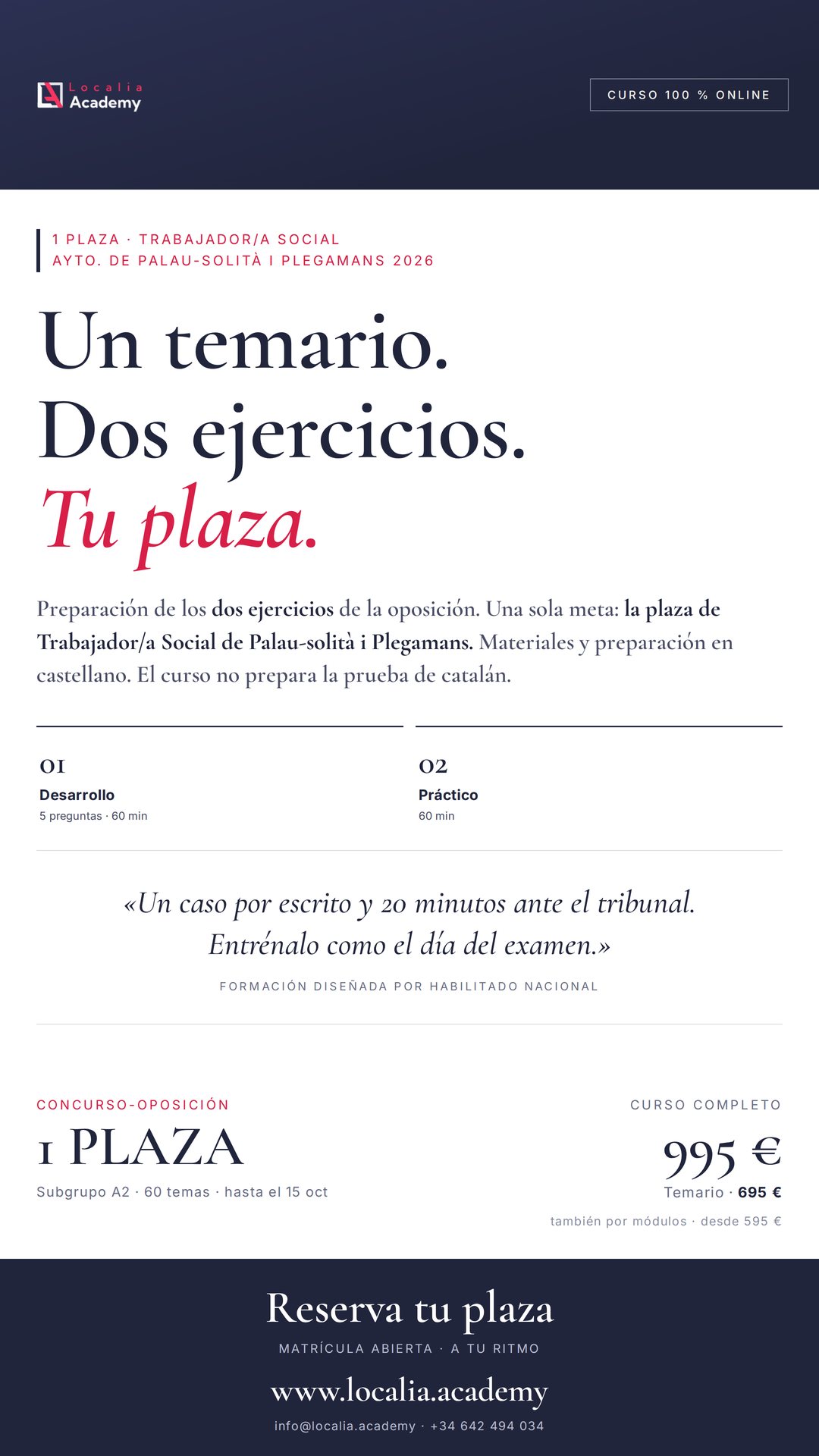 oposiciones trabajador social palau-solità i plegamans 2026 · cartel story Localia
