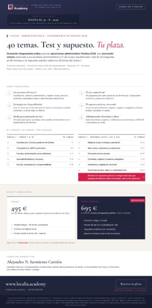 Curso online oposiciones Administrativo/a Ayuntamiento de Pechina 2026