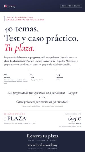 Curso online oposiciones Administrativo/a Consell Comarcal del Ripollès 2026