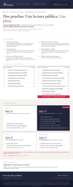Curso online oposiciones Trabajador/a Social Ayuntamiento de Rocafort 2026
