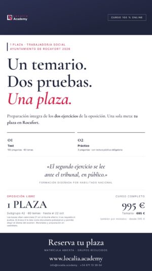 Curso online oposiciones Trabajador/a Social Ayuntamiento de Rocafort 2026