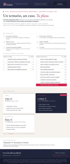 Curso online oposiciones difusor conservador Sabadell 2026