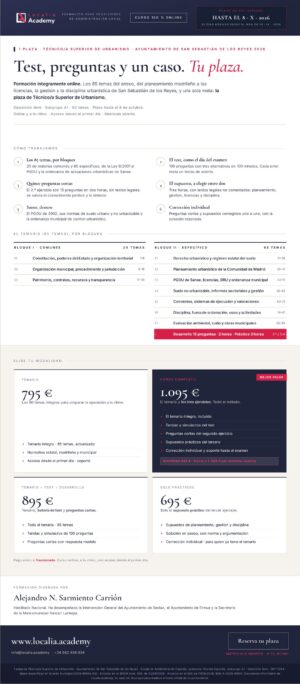 oposiciones técnico urbanismo san sebastián de los reyes 2026 · cartel del curso Localia