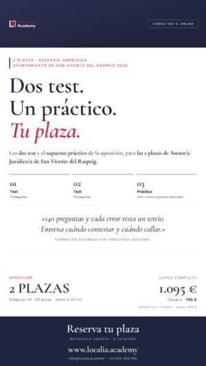 oposiciones asesor jurídico san vicente del raspeig 2026 · cartel story Localia