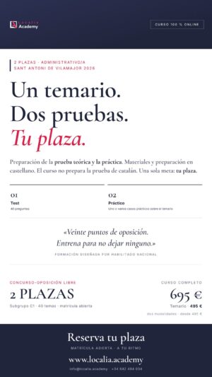 Curso online oposiciones Administrativo/a Ayuntamiento de Sant Antoni de Vilamajor 2026