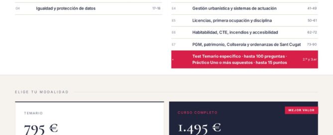 Curso online oposiciones Técnico/a Superior de Arquitectura Ayuntamiento de Sant Cugat del Vallès 2026