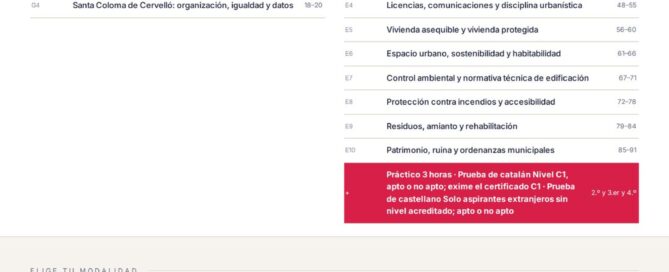 Curso online oposiciones Arquitecto/a Ayuntamiento de Santa Coloma de Cervelló 2026