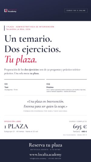 Curso online oposiciones Administrativo/a Ayuntamiento de Talavera la Real 2026