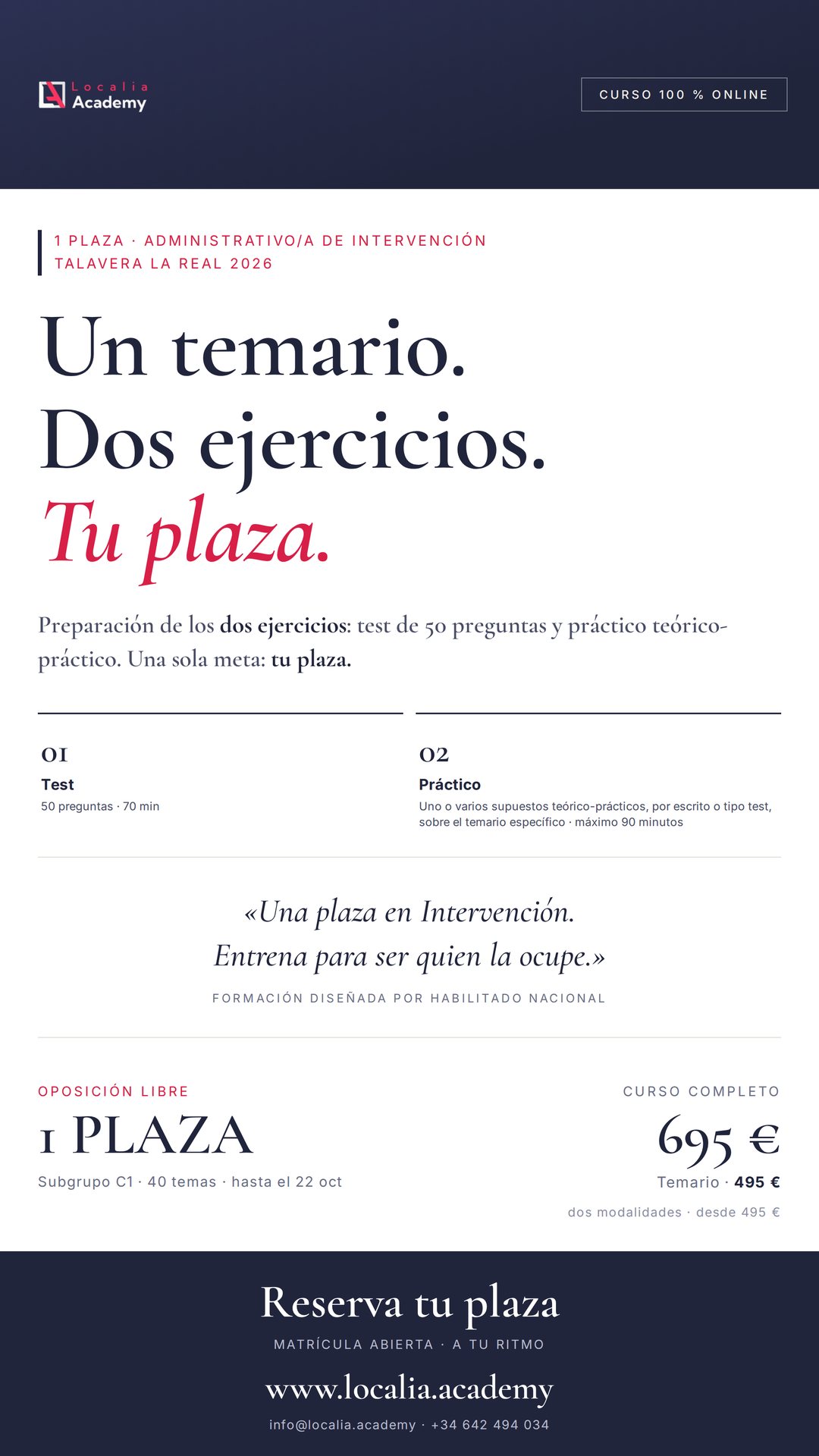 Curso online oposiciones Administrativo/a Ayuntamiento de Talavera la Real 2026