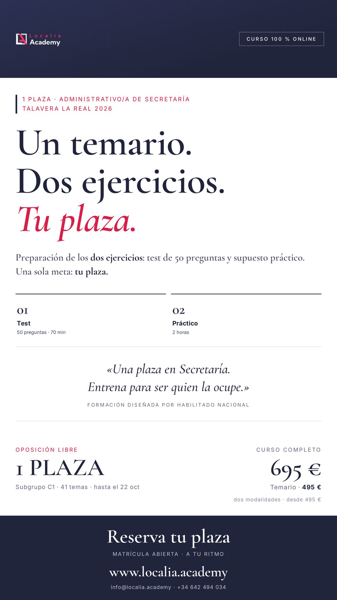 Curso online oposiciones Administrativo/a Ayuntamiento de Talavera la Real 2026