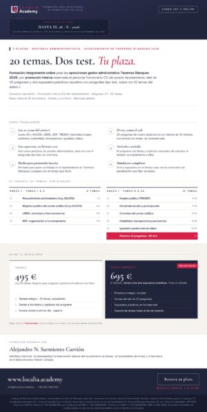 Curso online oposiciones Gestor/a Administrativo/a Ayuntamiento de Tavernes Blanques 2026