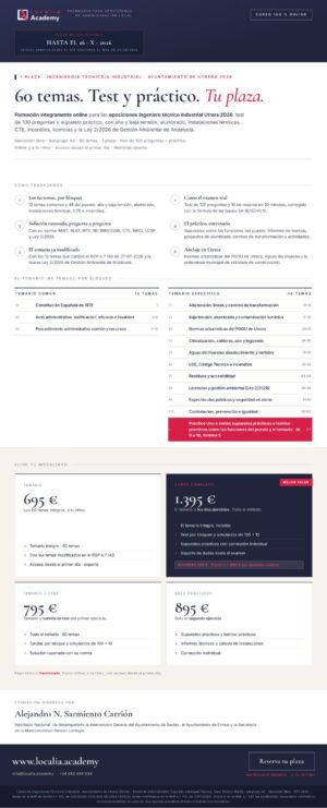 Curso online oposiciones Ingeniero/a Técnico/a Industrial Ayuntamiento de Utrera 2026