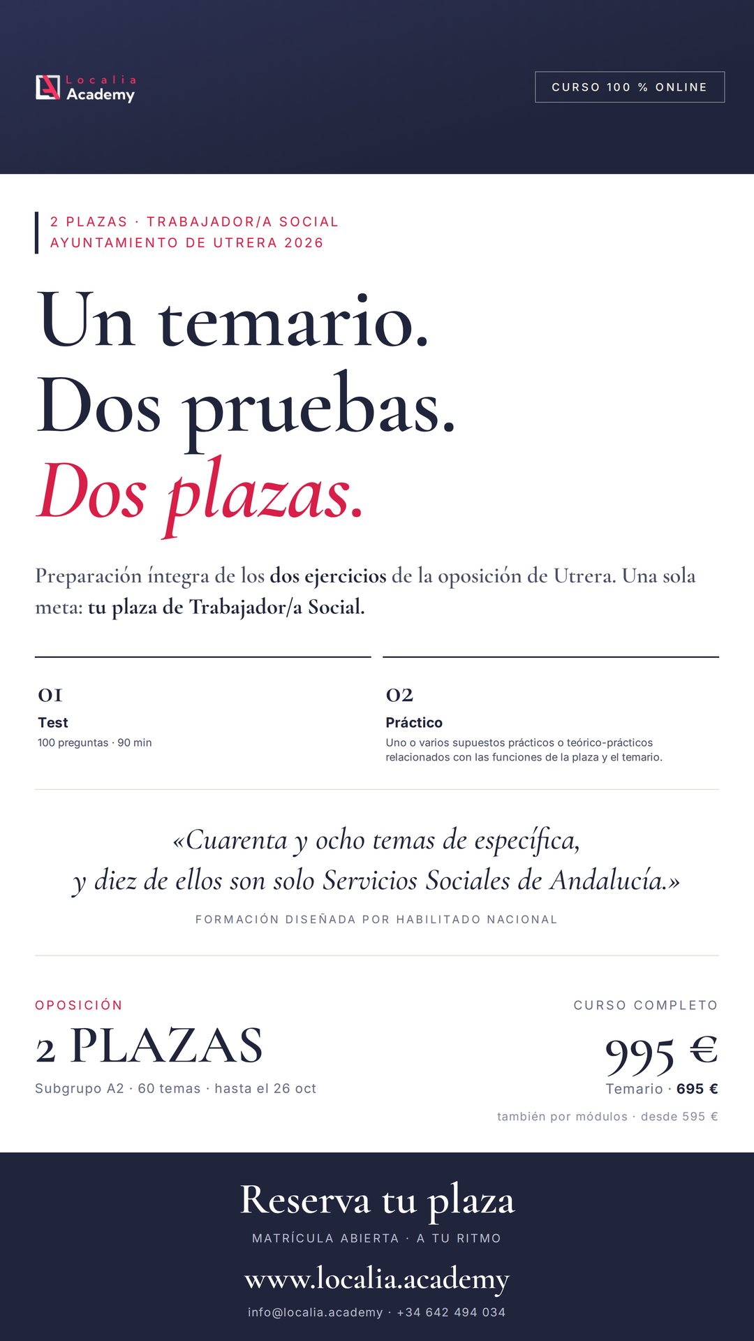 Curso online oposiciones Trabajador/a Social Ayuntamiento de Utrera 2026